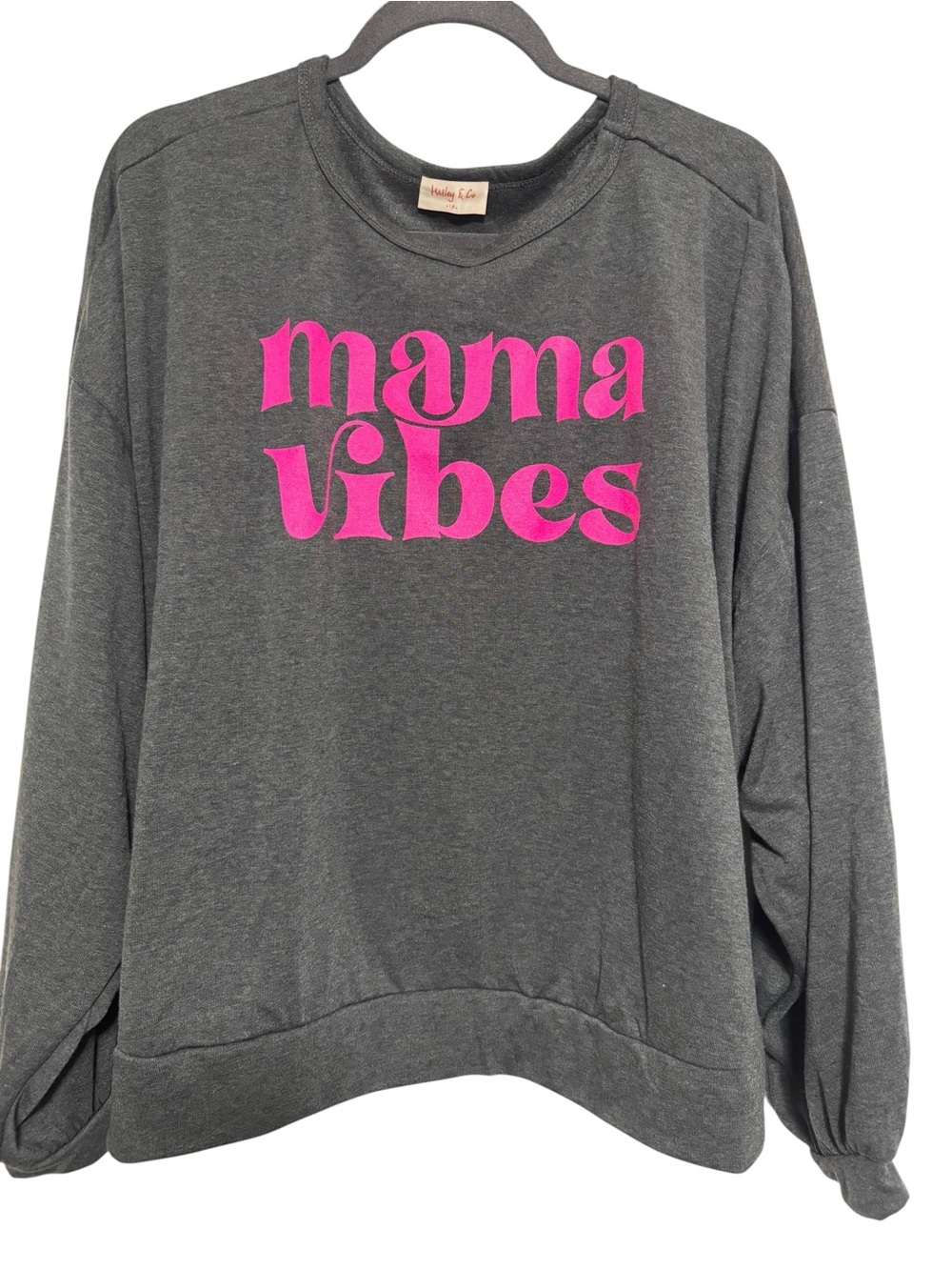 Hailey & Co. "Mama Vibes" Oversized Charcoal Gray Crewneck Sweatshirt 1X